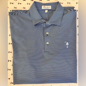 Peter Millar Summer Comfort Polo Shirt – Blue Striped – Men’s Size M – EUC